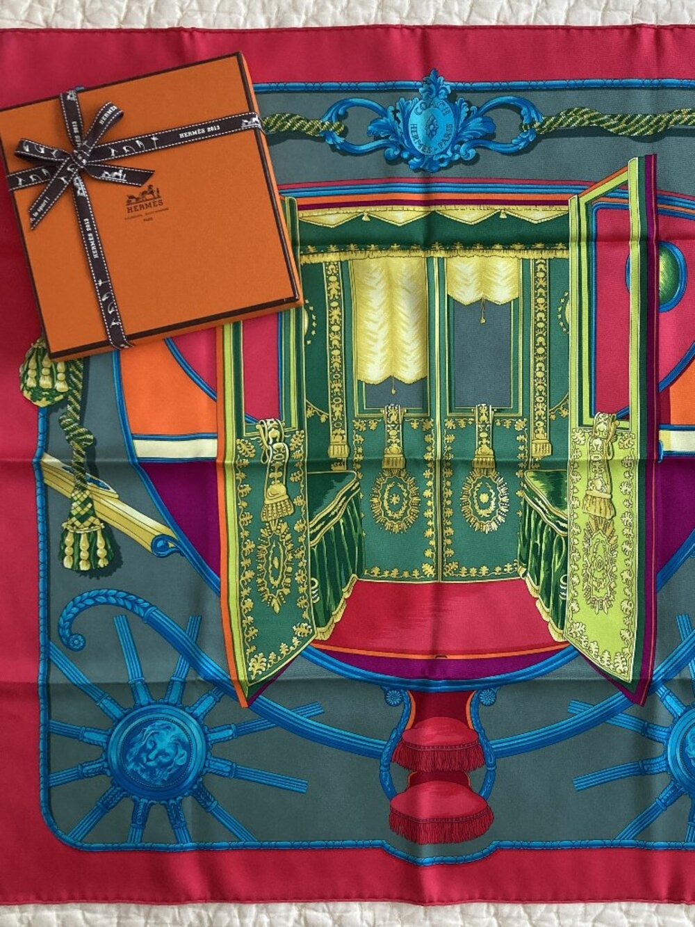 NWT Hermes Coach Silk Scarf